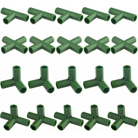 Kit de 20 connecteurs robustes pour serres, cadres de jardin et soutien des plantes – Diamètre 11 mm