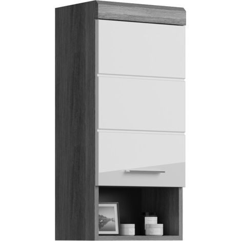 Mezza colonna di stoccaggio SCOTT – 1 porta – Grigio scuro e bianco – 37x79x24 cm