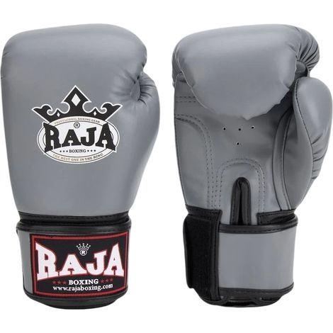 Guantoni da boxe Raja Standard in pelle sintetica, colore grigio, 16 oz. (1/5)