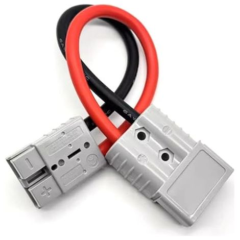 Anderson Prise de charge de chariot élévateur 120 A vers 50 A – Connecteur gris robuste avec câble 6 AWG 30 cm, adaptateur d'alimentation à courant élevé pour chargement de batterie de (1/5)