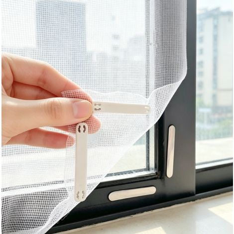 Set mit 2 zuschneidbaren magnetischen Moskitonetzen, inklusive 24 Magneten, kein Bohren erforderlich, für Fenster im Innen- und Außenbereich, Weiß, 150 x 130 cm (1/5)