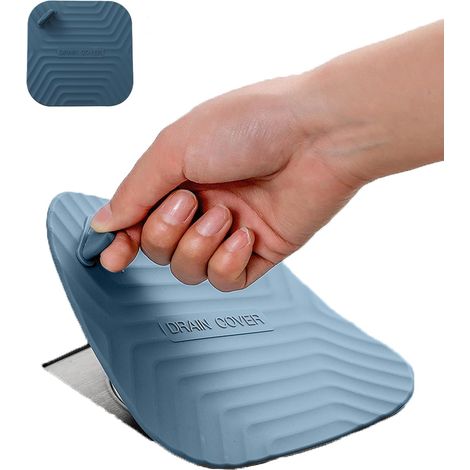 Anti Odeur Bleu 1 Pièces,Bouchon de Vidange de Douche Couvercle de Drain Carré en Silicone pour Salle de Bain et Cuisine, Bouchon Évier Universel (1/5)