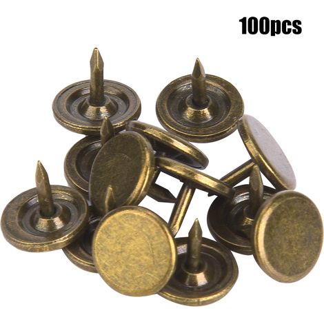 100 Clous de Rembourrage Tête Plate Bronze Cyan 9x8mm pour Canapé Meuble Décoratif (1/5)