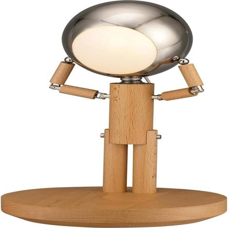 Lampe de table robot en bois, LED sans fil, à intensité variable, bras articulés réglables pour chambre, salon et bureau (1/3)