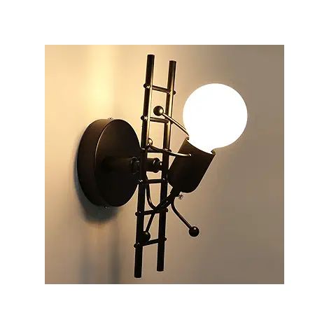 Applique murale créative en forme de personnage, luminaire moderne pour chambre d’enfant, salon, chambre, cuisine, escalier, couloir, salle à manger, café ou bar, noir (1/4)