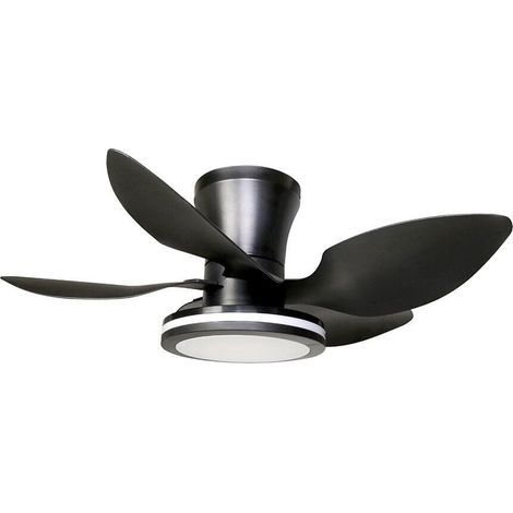 Ventilateur de Plafond LED 70 cm avec Télécommande, 5 Pales et 3 Températures de Couleur,Noir (1/4)