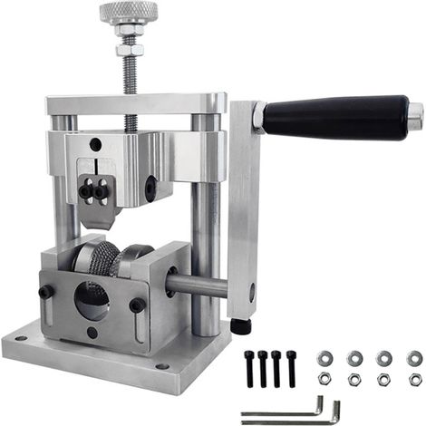 Pince à dénuder portable pour usage domestique, en alliage d'aluminium, manuelle, pour dénuder les fils de cuivre de 2 à 20 mm², avec manivelle et perceuse électrique. (1/5)