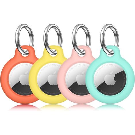 Lot de 4 Coques AirTag à Verrouillage Sécurisé, Étui Antichoc avec Mousqueton pour Clés, Sac Enfant & Chien (1/5)