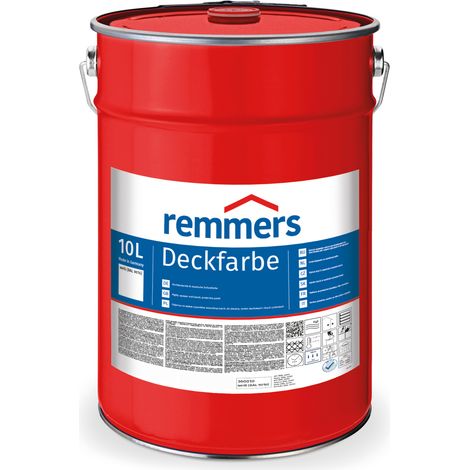 Remmers Deckfarbe weiß (RAL 9016), 10 Liter, Deckfarbe für innen und außen, Wetterschutzfarbe viele Untergründe, hochdeckend, wetterfest (1/3)