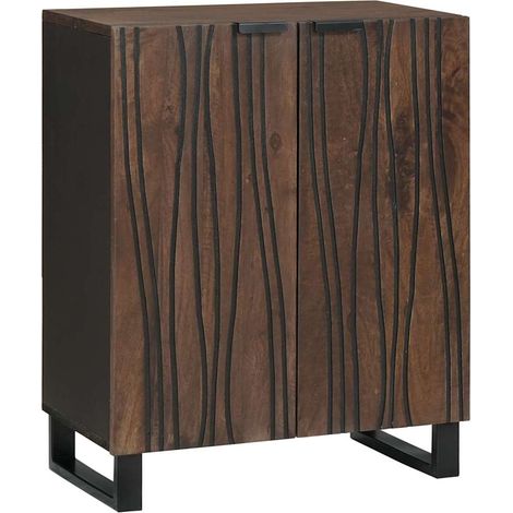 Buffet Meuble de rangement Noyer 60 x 33,5 x 75 cm Bois de mangue massif (1/5)