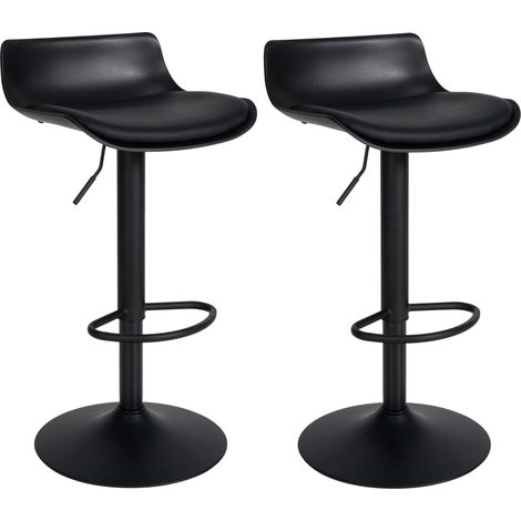 Sgabello da bar x2 con poggiapiedi regolabile in altezza design moderno in PVC nero e metallo nero 100004017