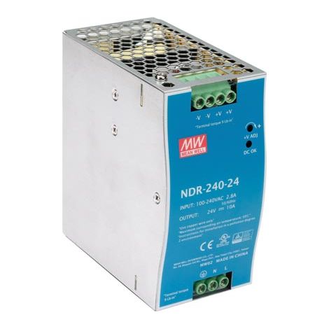 ALIMENTATORE INDUSTRIALE DA GUIDA DIN 240 W A USCITA SINGOLA 24 V 10 A