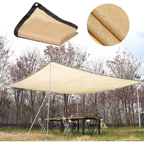 Toile d'ombrage Beige Voile Rectangulaire 90% Résistant Aux UV Respirant et Ombrage pour Serre Pergola Jardin Piscine  4mx6m(13x19ft), (1/5)