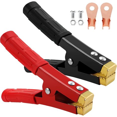 LaBlanc – 2 Stück 1000 A Batterie-Krokodilklemmen, Kupfer-Autobatterieklemme, Auto-Starthilfeklemme, für Autobatterie-Ladegeräte (152 mm, rot + schwarz)