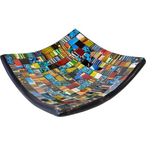 Coupelle vide-poche artisanale bleu, rouge et jaune