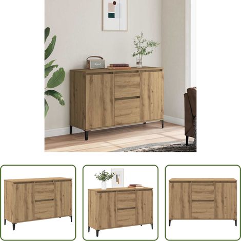 Buffet industriel - Buffet chêne artisanal 102x35x70 cm bois d'ingénierie (1/5)