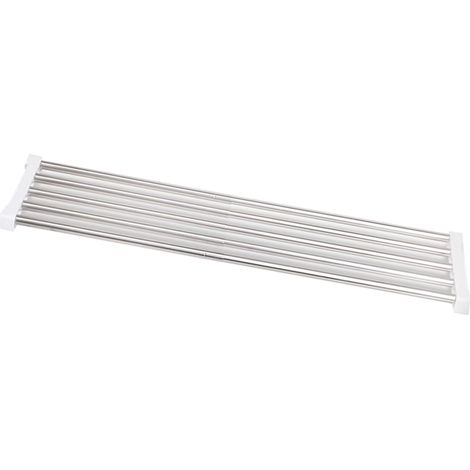 Organisateur de placard à tension extensible, acier inoxydable, largeur 24 cm, longueur réglable 25-40 cm, sans perçage, pour armoire dortoir (1/4)