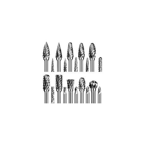Set di 20 punte per fresa rotativa in carburo di tungsteno a doppio taglio con gambo da 1/8", compatibili con Dremel per intaglio del metallo, lavorazione del legno, incisione e lucidatura - Crezuo