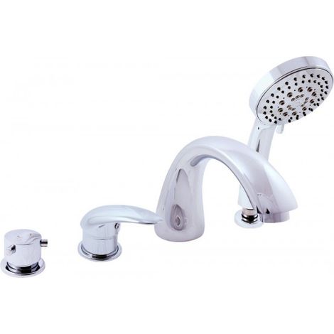 Mitigeur baignoire DUNAJ 4 trous en laiton chromé (1/5)