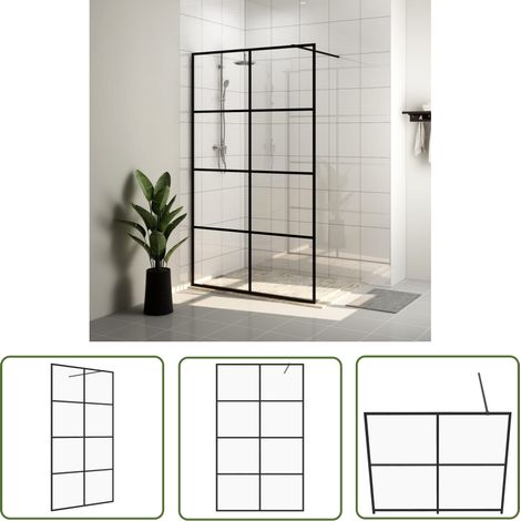 The Living Store Paroi de douche avec verre ESG transparent 100x195 cm Noir - Pare Brise De Douche - Cabine De Douche - Douche Italienne - Paroi De Douche Transparente - Douche Noire (1/5)