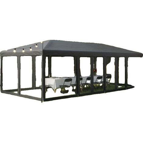 Tente de fête, tissu résistant, murs en filet anti-moustiques, Anthracite (1/2)
