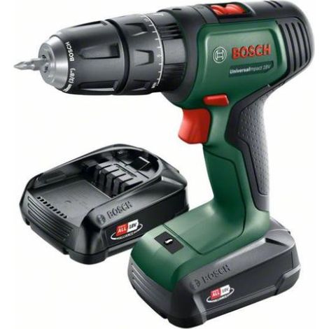 Perceuse a percussion sans-fil Bosch - UniversalImpact 18 (Livrée avec 2 batteries 18V-1,5Ah + chargeur + coffret de transport)