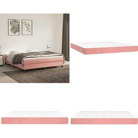 Colchón de muelles ensacados firmeza media terciopelo rosa 160x220x20 cm - Firmeza media - Terciopelo rosa