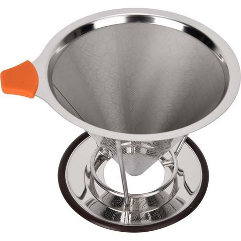 Reusable stainless steel coffee drip filter cone with mesh (125 mm) (1/5)
