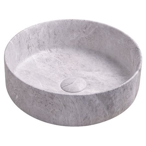 ONDEE ZEN - Vasque à poser ronde NAMI - Céramique Marbre gris - Dim : Ø34,6 x 11,4cm (1/3)