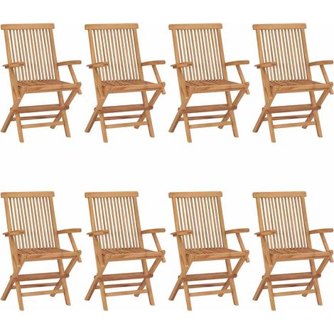 Sedie da Giardino 8 pz in Legno Massello di Teak vidaXL