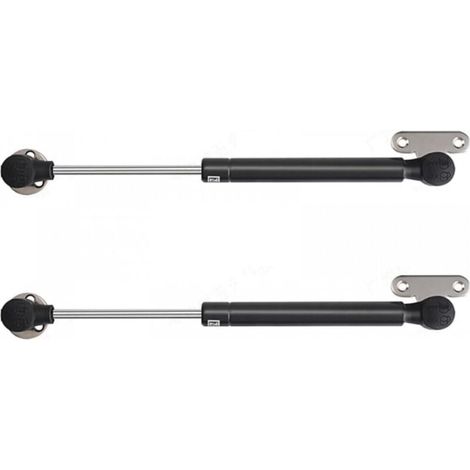 Lot de 2 vérins à gaz 60 N, ressorts hydrauliques pour meubles, adaptés aux bars de cuisine, caissons de pression (noir) (1/4)
