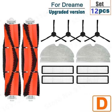 (14 pièces noires) Convient aux aspirateurs robots Dreame D9 Bot et L10 Pro : pièces de rechange, brosse principale latérale, filtre et chiffon de nettoyage. Kit d'accessoires pour la maison. (1/4)