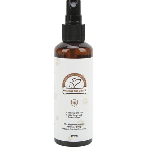 Spray anti-puces et anti-tiques naturel et efficace pour chiens et chats, 100 ml / 3,4 oz