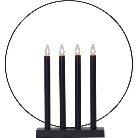Moderner Kerzenleuchter ,Glory', minimalistisches Design, 4-flammig, E10 Leuchtmittel, schwarz, Ø 42cm (1/4)