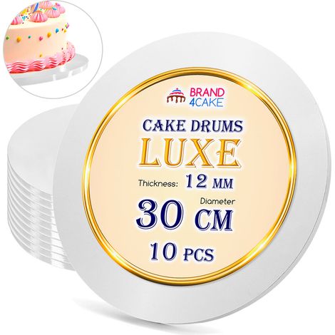 Cake Board Base Weiß 30 cm 1,2 cm Set 10 Stück Cake Drum Rund Luxe Brand4Cake