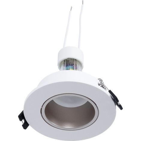 KIT Aro Empotrable Ø90mm (blanco/champagne) + Bombilla GU10 5,4W - Blanco Cálido