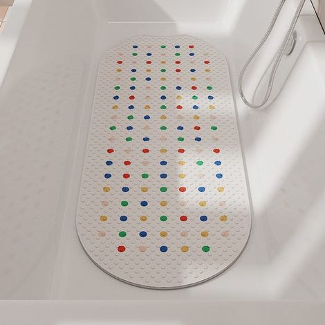 Alfombrilla antideslizante para bañera y ducha, 40 x 100 cm, antideslizante, segura para niños, blanca. (1/5)