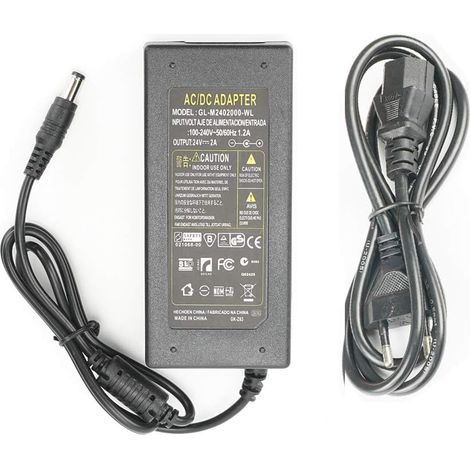 24V 2A Alimentation Adaptateur,48W Adaptateur Secteur Transformateurs pour Rubans LED, LCD TFT Monitors, DVD, TVs,Caméras de Surveillance (1/5)