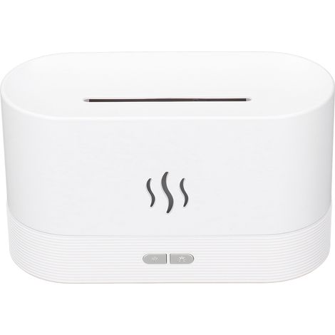 Humidificateur de bureau 180 ml, effet feu, arrêt automatique, lumière LED douce, intensité réglable, silencieux, USB, pour la maison, le bureau ou la voiture (blanc). (1/5)