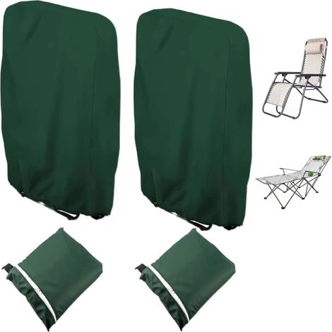 Lot de 2 chaises de jardin pliantes avec housse de protection et sac de rangement Oxford - Résistant à l'hiver - Coupe-vent - Imperméable - Anti-UV - Pour meubles de jardin - Chaise de relaxation (1/5)