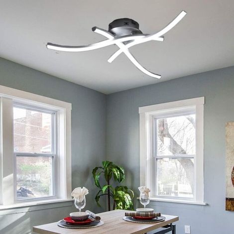 Moderne Plafonnier LED Lampe de Lustre Moderne Courbé avec 3 PCS Agité Lumière Pour le Salon Chambre Salle à Manger (Lumières Blanc froid) (1/4)