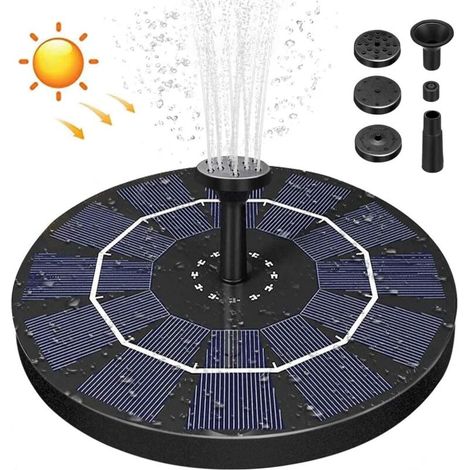Fontaine Solaire Pompe, Solaire Flottant Fontaine Mini Jardin Pompe Fontaine Solaire Flottante avec 4 Buses, Pompe de Fontaine Solaire pour Les Bains d'oiseaux, Les étangs ou Le Jardin (2.5W)