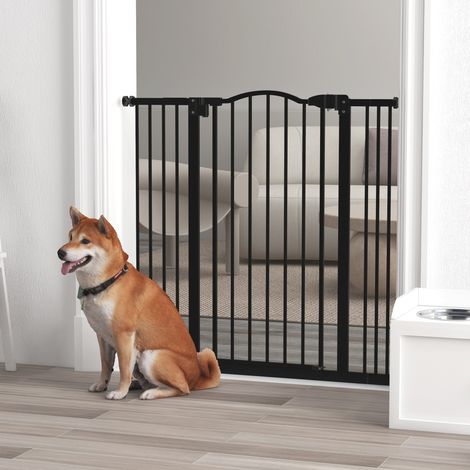 Porte Chien Largeur Réglable 76-104 Barrière Sécurité Chiens Rallonges Noires Animaux Compagnie