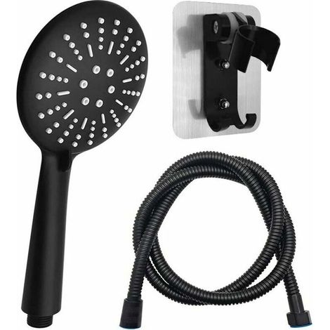 Black shower head, hand shower with 1.5m hose and shower head holder with 3 spray patterns, water-saving shower head, multifunctional shower head (1/5)