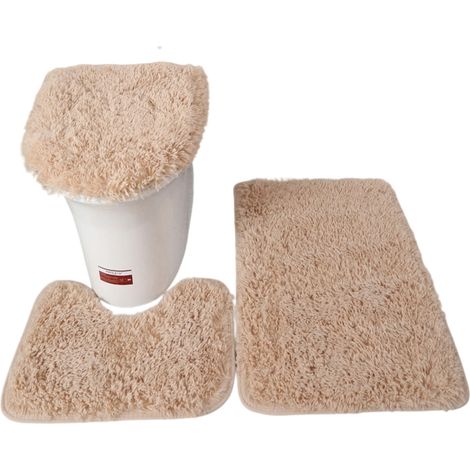 Juego de 3 alfombrillas de baño, de microfibra suave, con base antideslizante de goma, para el baño. (1/5)