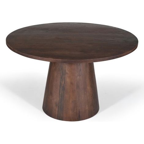 Mesa redonda colección FRANCHIA en madera exótica de mangolia marrón diámetro 130 cm. (1/5)