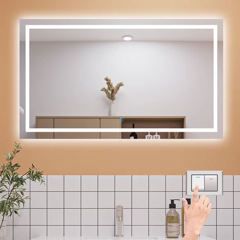LED Bathroom Mirror with LED Lights and Demister Touch Sensor Wall Mounted - 1200x600mm Cool White (1/5)