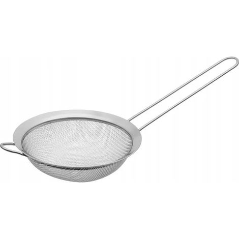 Colador de cocina de acero inoxidable con mango, 12 cm, color plata.