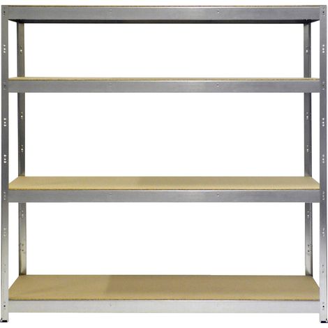 Scaffale in Metallo 4 Ripiani in Legno Truciolato 200x70x200 cm Zincato (1/2)