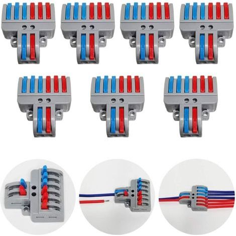 Ersandy – Jeu de bornes de raccordement électrique 7 pièces – Connecteurs à levier 8 pôles – Résistance à la corrosion – Installation rapide (1/5)